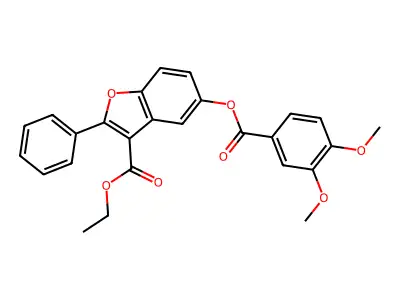Ethyl 5-((3,4-dimethoxybenzoyl)oxy)-2-phenylbenzofuran-3-carboxylate structure