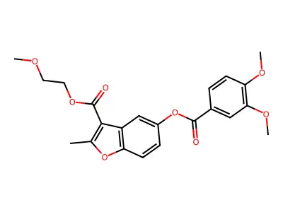 2-Methoxyethyl 5-((3,4-dimethoxybenzoyl)oxy)-2-methylbenzofuran-3-carboxylate structure
