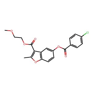 2-Methoxyethyl 5-((4-chlorobenzoyl)oxy)-2-methylbenzofuran-3-carboxylate structure
