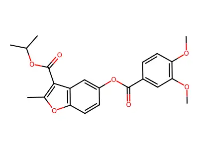 Isopropyl 5-((3,4-dimethoxybenzoyl)oxy)-2-methylbenzofuran-3-carboxylate structure