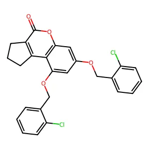 7,9-bis[(2-chlorobenzyl)oxy]-2,3-dihydrocyclopenta[c]chromen-4(1H)-one structure