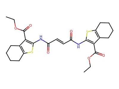 Benzo[b]thiophene-3-carboxylic acid, 2,2'-[(1,4-dioxo-2-butene-1,4-diyl)diimino]bis[4,5,6,7-tetrahydro-, diethyl ester structure