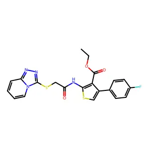 ethyl 2-(2-([1,2,4]triazolo[4,3-a]pyridin-3-ylthio)acetamido)-4-(4-fluorophenyl)thiophene-3-carboxylate structure