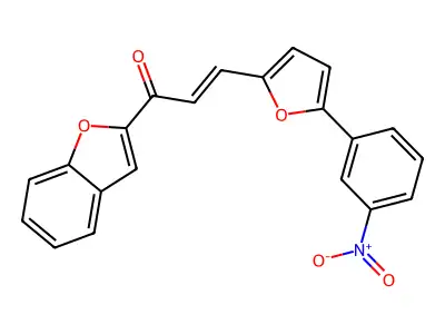 (E)-1-(benzofuran-2-yl)-3-(5-(3-nitrophenyl)furan-2-yl)prop-2-en-1-one structure