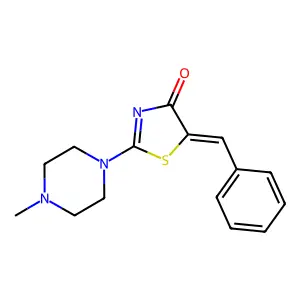 (5E)-5-benzylidene-2-(4-methylpiperazin-1-yl)-1,3-thiazol-4(5H)-one structure