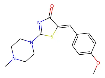 (Z)-5-(4-methoxybenzylidene)-2-(4-methylpiperazin-1-yl)thiazol-4(5H)-one structure