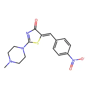 5-{4-nitrobenzylidene}-2-(4-methyl-1-piperazinyl)-1,3-thiazol-4(5H)-one structure