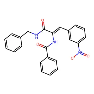 N-[3-(benzylamino)-1-(3-nitrophenyl)-3-oxoprop-1-en-2-yl]benzamide structure