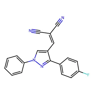 2-((3-(4-fluorophenyl)-1-phenyl-1H-pyrazol-4-yl)methylene)malononitrile structure