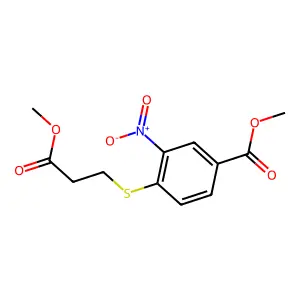 Methyl 4-[(3-methoxy-3-oxopropyl)thio]-3-nitrobenzoate structure