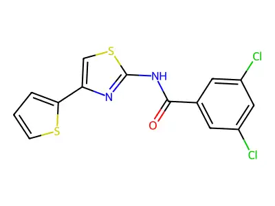 3,5-dichloro-N-(4-(thiophen-2-yl)thiazol-2-yl)benzamide structure