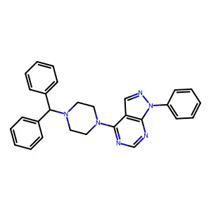 4-[4-(Diphenylmethyl)piperazinyl]-1-phenylpyrazolo[5,4-d]pyrimidine structure
