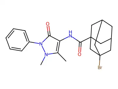 3-bromo-N-(1,5-dimethyl-3-oxo-2-phenylpyrazol-4-yl)adamantane-1-carboxamide structure