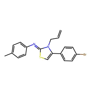 N-(3-allyl-4-(4-bromophenyl)-1,3-thiazol-2(3H)-ylidene)-N-(4-methylphenyl)amine structure