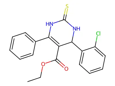 ethyl 4-(2-chlorophenyl)-6-phenyl-2-thioxo-1,2,3,4-tetrahydropyrimidine-5-carboxylate structure