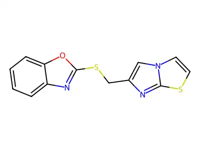 2-((Imidazo[2,1-b]thiazol-6-ylmethyl)thio)benzo[d]oxazole structure