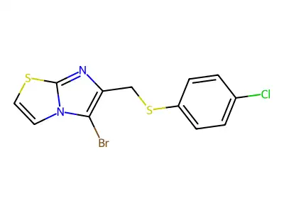 5-Bromo-6-(((4-chlorophenyl)thio)methyl)imidazo[2,1-b]thiazole structure