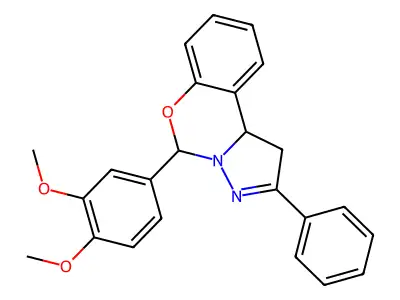 5-(3,4-Dimethoxyphenyl)-2-phenyl-1,10b-dihydropyrazolo[1,5-c][1,3]benzoxazine structure