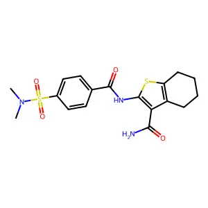 2-[4-(DIMETHYLSULFAMOYL)BENZAMIDO]-4,5,6,7-TETRAHYDRO-1-BENZOTHIOPHENE-3-CARBOXAMIDE structure