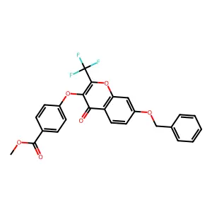 Methyl 4-[4-oxo-7-phenylmethoxy-2-(trifluoromethyl)chromen-3-yl]oxybenzoate structure