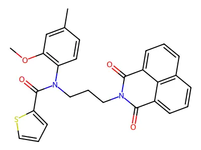 N-[3-(1,3-dioxo-2-benzo[de]isoquinolinyl)propyl]-N-(2-methoxy-4-methylphenyl)-2-thiophenecarboxamide structure