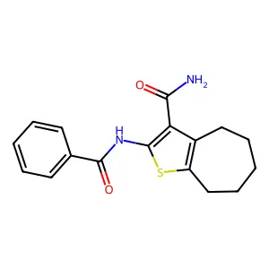 2-benzamido-5,6,7,8-tetrahydro-4H-cyclohepta[b]thiophene-3-carboxamide structure