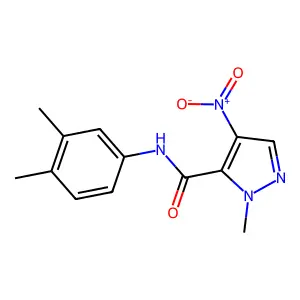 N-(3,4-dimethylphenyl)-1-methyl-4-nitro-1H-pyrazole-5-carboxamide structure