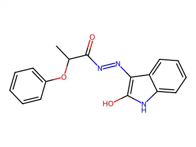 N'-[(3E)-2-oxo-1,2-dihydro-3H-indol-3-ylidene]-2-phenoxypropanehydrazide structure