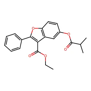 Ethyl 5-[(2-methylpropanoyl)oxy]-2-phenyl-1-benzofuran-3-carboxylate structure