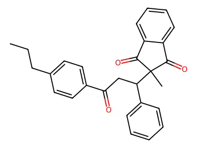 2-methyl-2-[3-oxo-1-phenyl-3-(4-propylphenyl)propyl]-1H-indene-1,3(2H)-dione structure