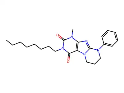 1-methyl-3-octyl-9-phenyl-6,7,8,9-tetrahydropyrimido[2,1-f]purine-2,4(1H,3H)-dione structure
