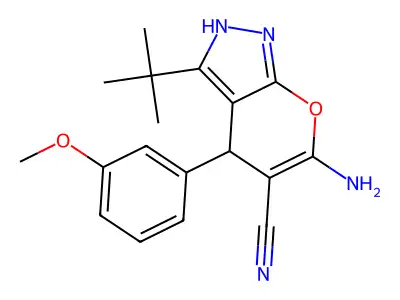 6-Amino-3-tert-BU-4-(3-meo-PH)-1,4-dihydropyrano(2,3-C)pyrazole-5-carbonitrile structure
