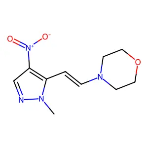 4-[(E)-2-(2-methyl-4-nitropyrazol-3-yl)ethenyl]morpholine structure