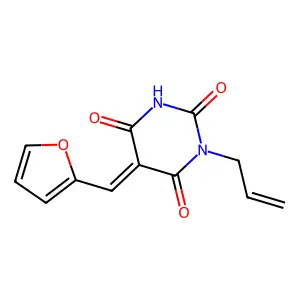 (5Z)-5-(furan-2-ylmethylidene)-1-prop-2-enyl-1,3-diazinane-2,4,6-trione structure