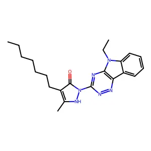 1-(5-ethyl-5H-[1,2,4]triazino[5,6-b]indol-3-yl)-4-heptyl-3-methyl-1H-pyrazol-5-ol structure