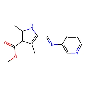 methyl 2,4-dimethyl-5-[(E)-(pyridin-3-ylimino)methyl]-1H-pyrrole-3-carboxylate structure