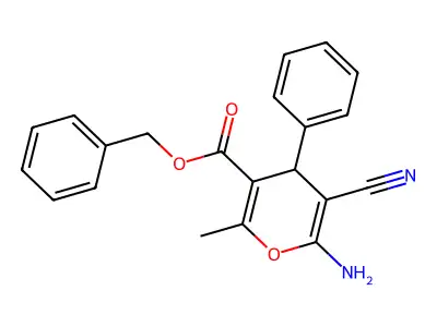 Benzyl 6-amino-5-cyano-2-methyl-4-phenyl-4H-pyran-3-carboxylate structure