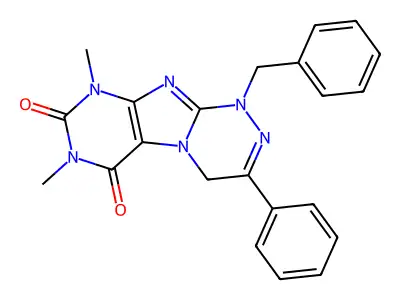 1-benzyl-7,9-dimethyl-3-phenyl-4H-purino[8,7-c][1,2,4]triazine-6,8-dione structure