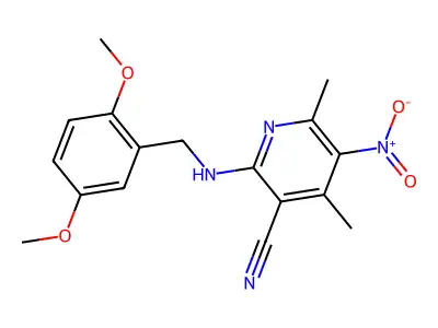 2-[(2,5-Dimethoxyphenyl)methylamino]-4,6-dimethyl-5-nitropyridine-3-carbonitrile structure