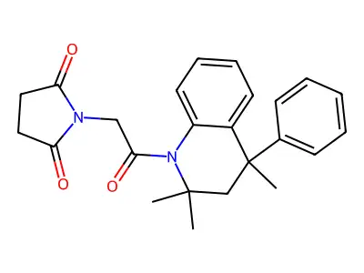 1-[2-oxo-2-(2,2,4-trimethyl-4-phenyl-3H-quinolin-1-yl)ethyl]pyrrolidine-2,5-dione structure