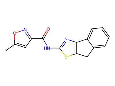 N-(8H-indeno[1,2-d]thiazol-2-yl)-5-methylisoxazole-3-carboxamide structure