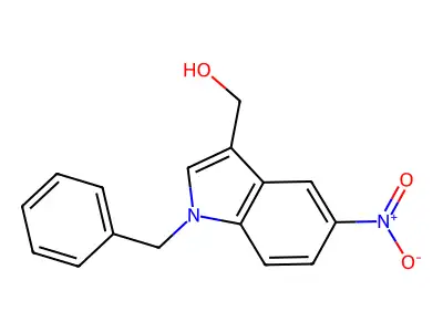 (1-benzyl-5-nitro-1H-3-indolyl)methanol structure