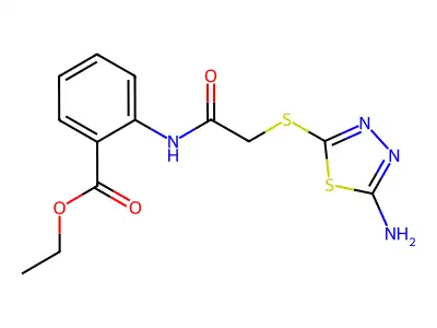Ethyl 2-[[2-[(5-amino-1,3,4-thiadiazol-2-yl)thio]acetyl]amino]benzoate structure