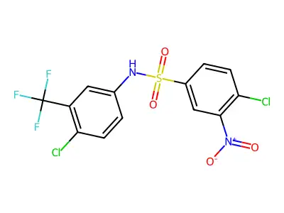 N1-[4-chloro-3-(trifluoromethyl)phenyl]-4-chloro-3-nitro-1-benzenesulphonamide structure