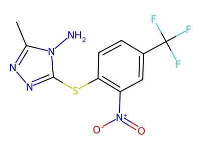 3-methyl-5-{[2-nitro-4-(trifluoromethyl)phenyl]sulphanyl}-4H-1,2,4-triazol-4-amine structure