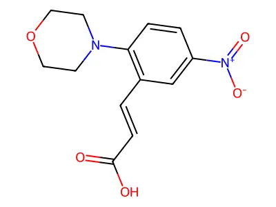 (E)-3-(2-morpholino-5-nitrophenyl)-2-propenoic acid structure