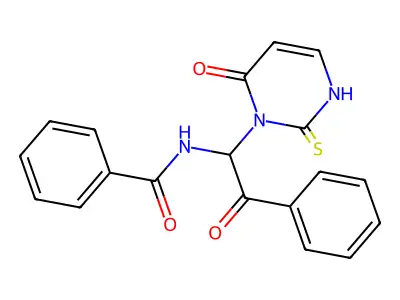 N-[2-oxo-1-(4-oxo-2-sulfanylidene-1H-pyrimidin-3-yl)-2-phenylethyl]benzamide structure
