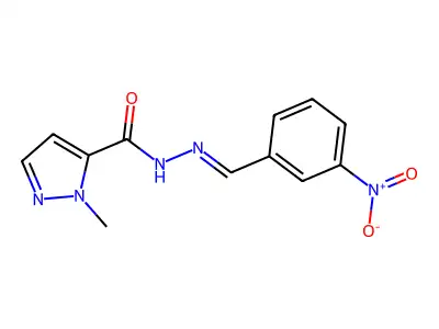 2-methyl-N-[(E)-(3-nitrophenyl)methylideneamino]pyrazole-3-carboxamide structure