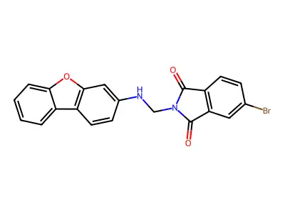 5-Bromo-2-(dibenzofuran-3-ylaminomethyl)-isoindole-1,3-dione structure