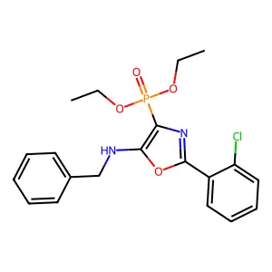 N-benzyl-2-(2-chlorophenyl)-4-diethoxyphosphoryl-1,3-oxazol-5-amine structure